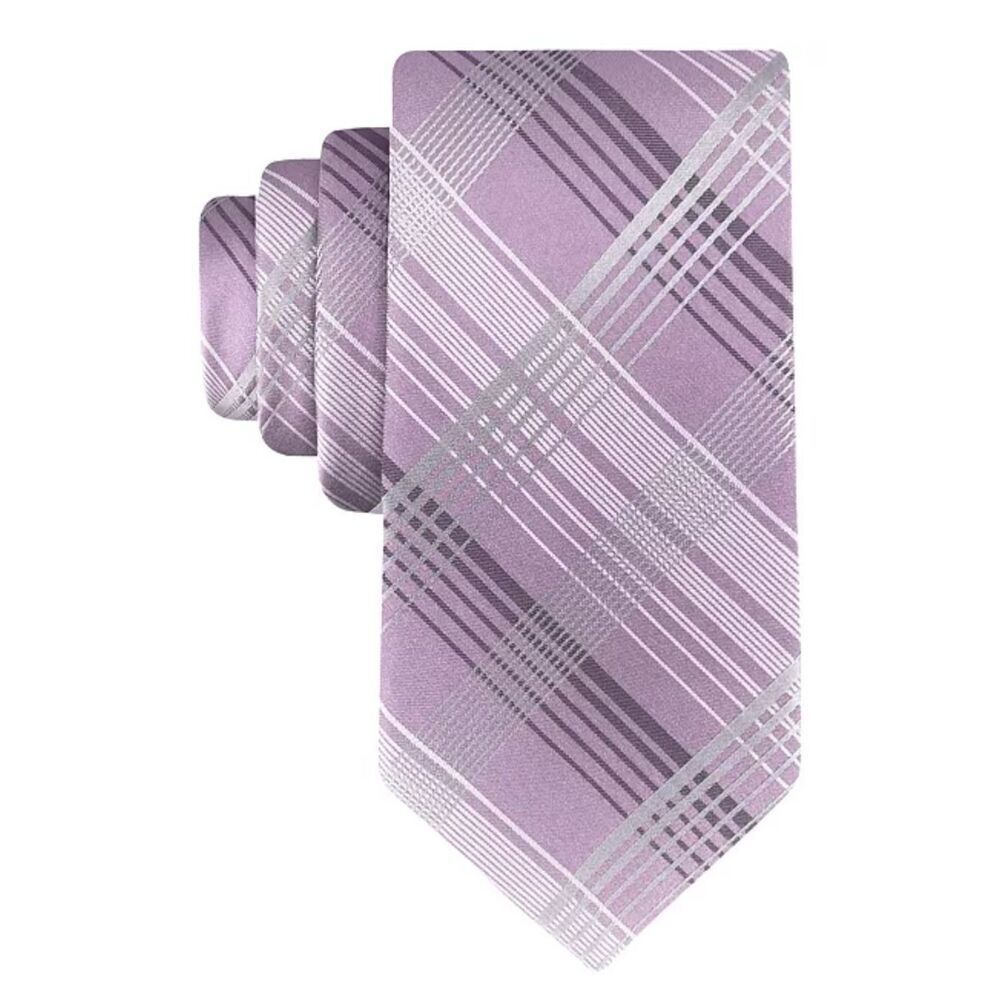 Calvin Klein NWT 3” Yonni Plaid Tie Lilac OS